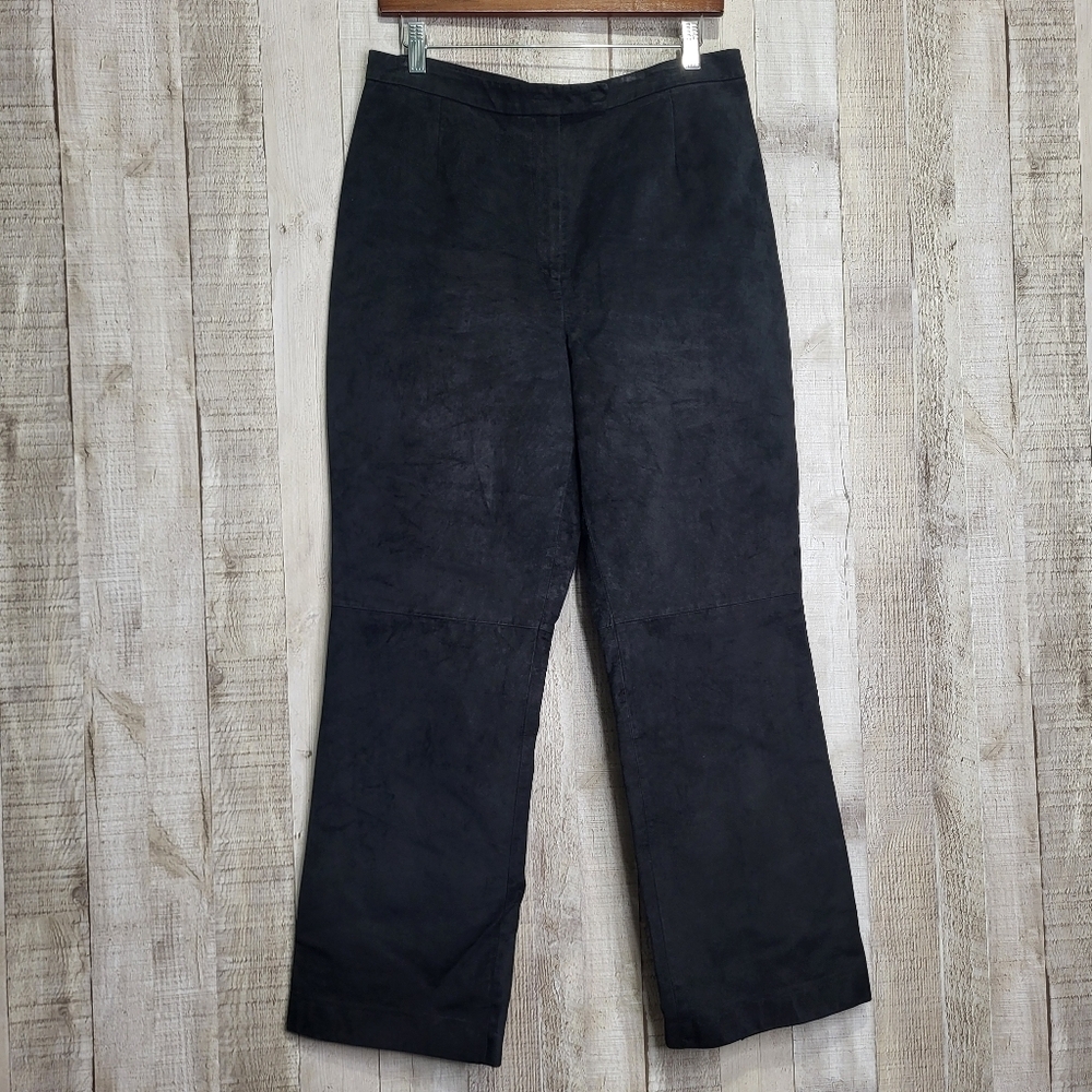 Valerie Stevens Black Leather Suede Pants. 12 Petite 12P